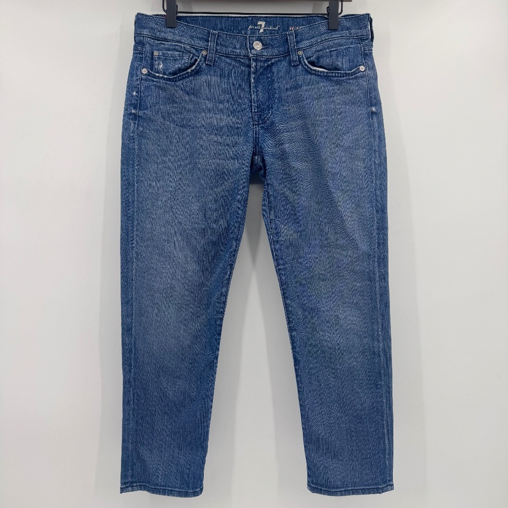 7 For All Mankind Jeans Women 30 Blue Roxanne Cropped Denim Stretch Low Rise